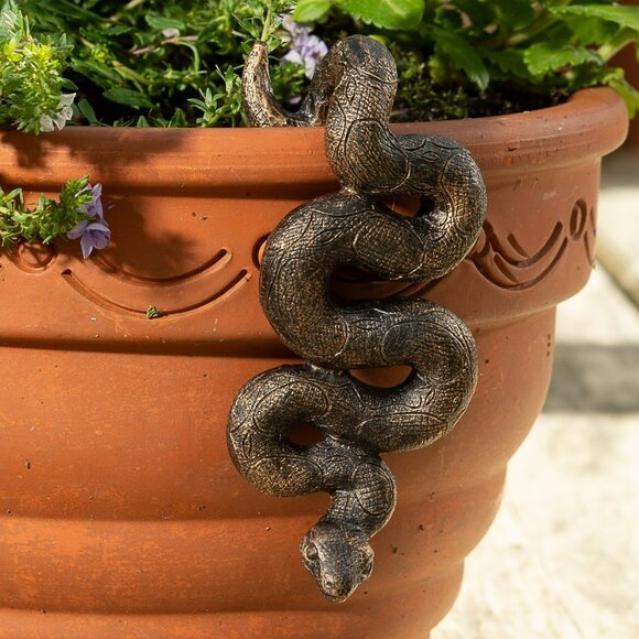 Antique Bronze Coloured Boa Constrictor Pot Buddy Plant Pot Hanger NIB - Picture 1 of 2